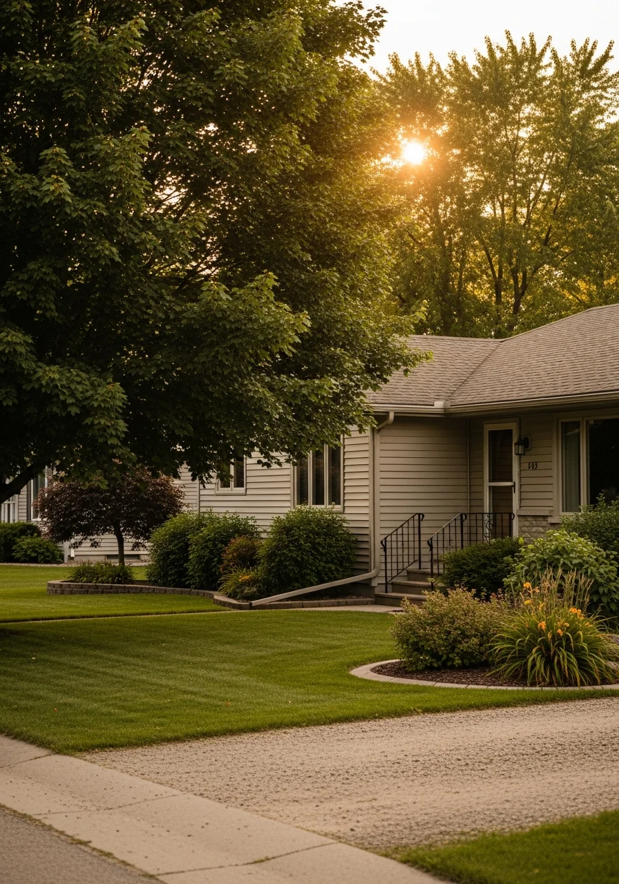 New Richland home exterior showing traditional small-town architecture and well-kept property.